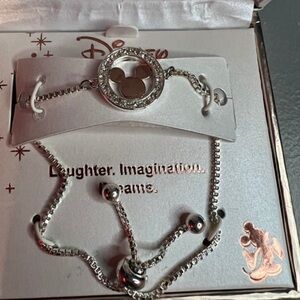 Disney Fine Silver Plated Mickey Mouse Adjustable Bracelet New In Box